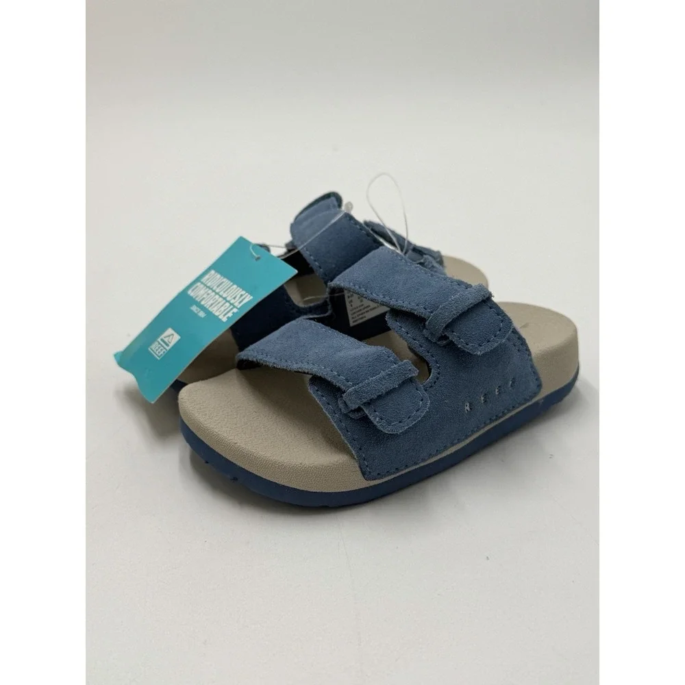 Reef Toddler Little Ojai Slide Sandal Suede Backstrap Dusk Blue Size 6 New